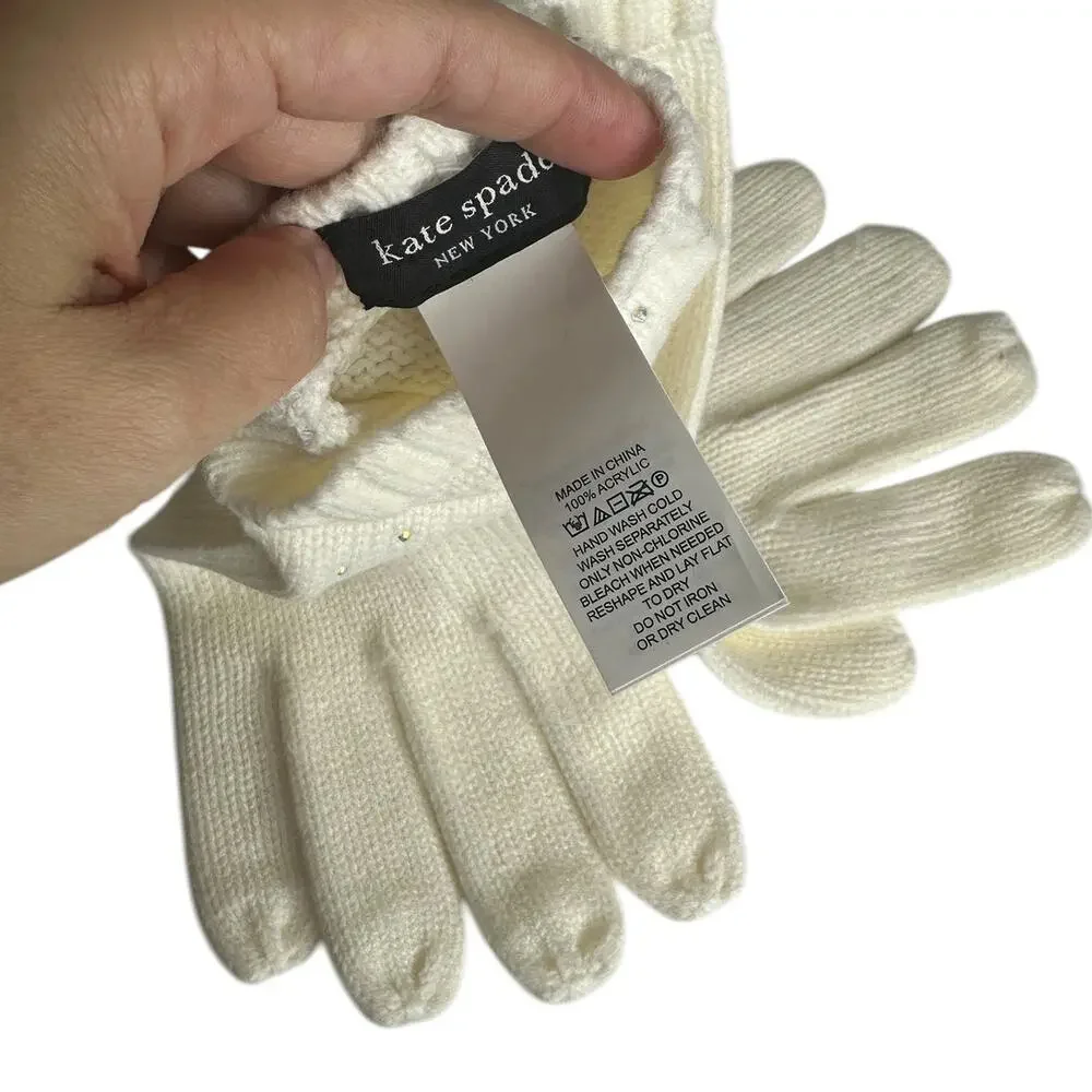 Kate Spade Disco Ball Embellished Gloves Cream one size